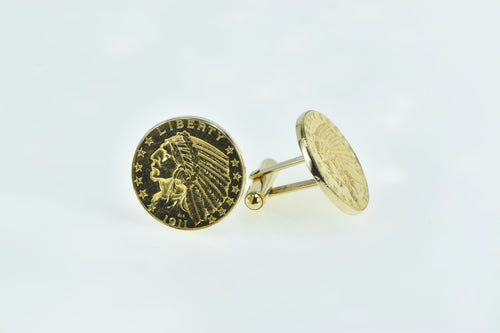 14K 1911 & 1908 Indian Head $5 Gold Coin Men's Cuff Links Yellow Gold