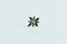 Load image into Gallery viewer, 14K Single Sapphire Diamond Flower Cluster Earring Yellow Gold