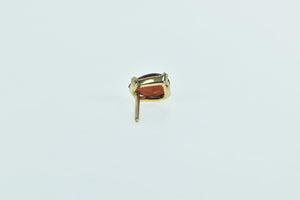 14K Pear Cut Garnet Solitaire Vintage Stud Earring Yellow Gold