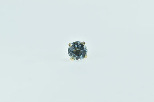 14K Round Blue CZ Solitaire Vintage Single Earring Yellow Gold