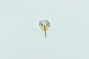 14K Round Blue CZ Solitaire Vintage Single Earring Yellow Gold