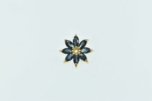 Load image into Gallery viewer, 14K Sapphire Flower Stud Enhancer Single Earring Jacket Yellow Gold