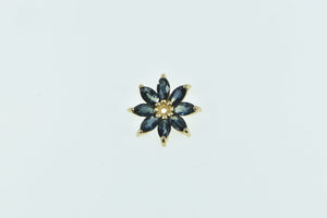 14K Sapphire Flower Stud Enhancer Single Earring Jacket Yellow Gold