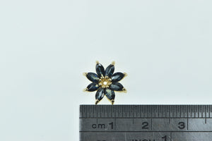 14K Sapphire Flower Stud Enhancer Single Earring Jacket Yellow Gold