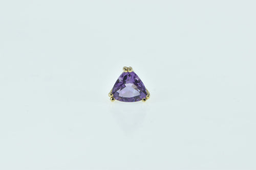 14K Trillion Amethyst Solitaire Vintage Single Earring Yellow Gold
