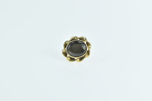 14K Black Star Sapphire Twist Trim Vintage Lapel Pin/Brooch Yellow Gold