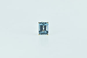 14K Emerald Cut Blue Topaz Solitaire Single Earring Yellow Gold