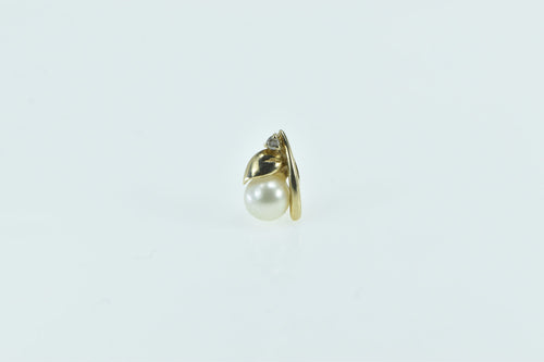 14K 5.3mm Pearl Diamond Accent Single Earring Yellow Gold