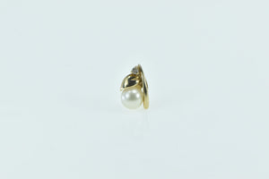 14K 5.3mm Pearl Diamond Accent Single Earring Yellow Gold