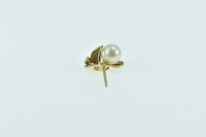 14K 5.3mm Pearl Diamond Accent Single Earring Yellow Gold