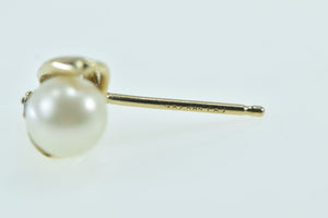 14K 5.3mm Pearl Diamond Accent Single Earring Yellow Gold