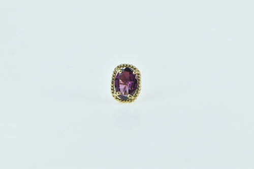 14K Purple Tourmaline Oval Solitaire Single Stud Earring Yellow Gold