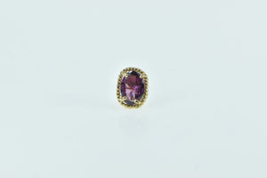 14K Purple Tourmaline Oval Solitaire Single Stud Earring Yellow Gold