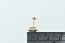 Load image into Gallery viewer, 14K Purple Tourmaline Oval Solitaire Single Stud Earring Yellow Gold