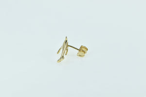 14K Dolphin Jumping Ocean Animal Single Stud Earring Yellow Gold