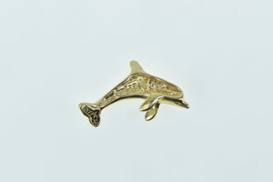 14K Dolphin Jumping Ocean Animal Single Stud Earring Yellow Gold