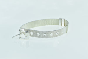 Sterling Silver 10.1mm Mesh Buckle Adjustable Chain Bracelet 5.25"-7"
