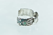 Load image into Gallery viewer, Sterling Silver Southwestern Chip Coral Turquoise Watch Cuff Bracelet 7&quot;