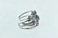 Load image into Gallery viewer, Sterling Silver Ornate Turquoise Southwestern Feather Cuff Bracelet 6.75&quot;