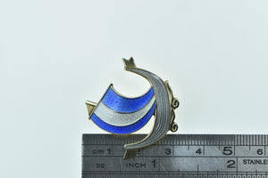 Sterling Silver Norwegian Enamel Ancient Viking Ship Pin/Brooch