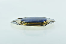 Load image into Gallery viewer, Sterling Silver Ornate Two Tone Brass Lapis Lazuli Round Pin/Brooch
