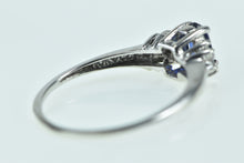 Load image into Gallery viewer, 10K Oval Syn. Sapphire Diamond Cluster Vintage Ring White Gold
