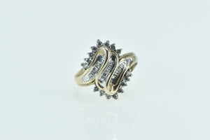 10K Diamond Zig Zag Freeform Cluster Bypass Ring Yellow Gold