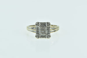 10K Squared Diamond Cluster Statement Ring Yellow Gold
