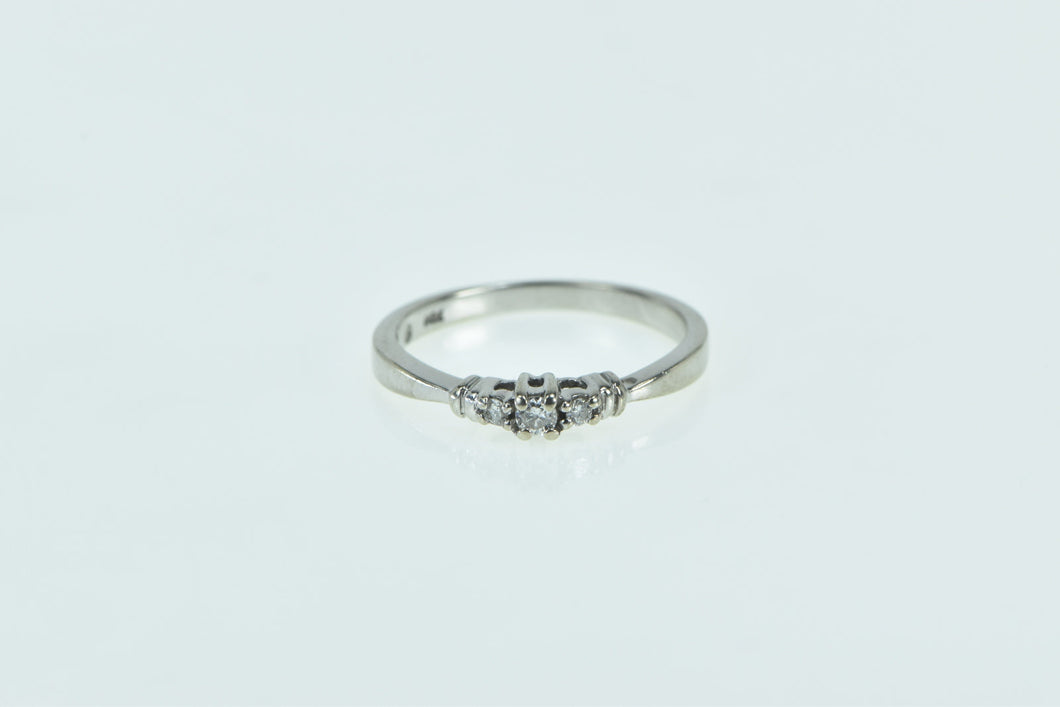 14K Three Stone Diamond Classic Promise Ring White Gold