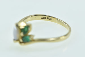 10K Marquise Syn. Opal Emerald Statement Ring Yellow Gold