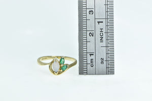 10K Marquise Syn. Opal Emerald Statement Ring Yellow Gold