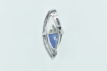 Load image into Gallery viewer, 10K Trillion Syn. Sapphire Diamond Cluster Loop Pendant White Gold