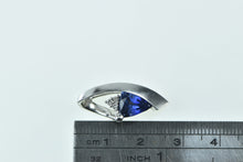 Load image into Gallery viewer, 10K Trillion Syn. Sapphire Diamond Cluster Loop Pendant White Gold