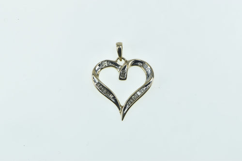 10K Diamond Heart Love Symbol Romantic Pendant Yellow Gold