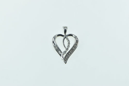 10K Diamond Loop Heart Love Symbol Romantic Pendant White Gold