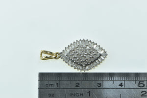 10K Squared Baguette Diamond Cluster Vintage Pendant Yellow Gold