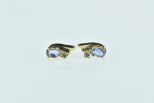 Load image into Gallery viewer, 10K Tanzanite Diamond Accent Vintage Stud Earrings Yellow Gold