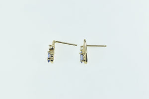 10K Tanzanite Diamond Accent Vintage Stud Earrings Yellow Gold