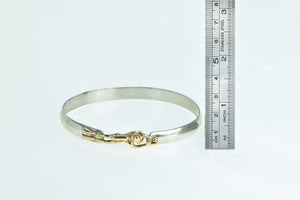 Sterling Silver 14K Gold Scuba Diver Vintage Bangle Bracelet 8.25"