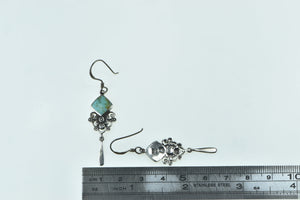 Sterling Silver Southwestern Turquoise Ornate Dangle Earrings