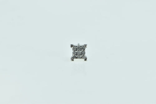 10K Single Squared Diamond Vintage Stud Earring White Gold