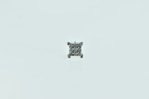 10K Single Squared Diamond Vintage Stud Earring White Gold