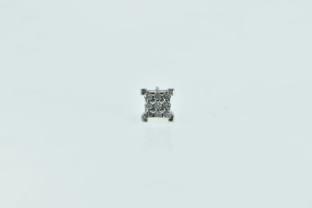 10K Single Squared Diamond Vintage Stud Earring White Gold
