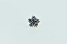 Load image into Gallery viewer, 10K Sapphire Diamond Flower Cluster Single Stud Earring Yellow Gold