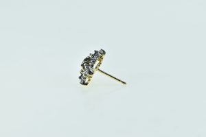 10K Sapphire Diamond Flower Cluster Single Stud Earring Yellow Gold