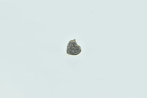 10K Pave Diamond Heart Love Symbol Single Stud Earring Yellow Gold