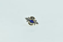 Load image into Gallery viewer, 10K Marquise Sapphire Diamond Wavy Single Stud Earring Yellow Gold