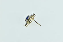 Load image into Gallery viewer, 10K Marquise Sapphire Diamond Wavy Single Stud Earring Yellow Gold