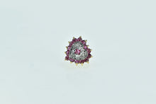 Load image into Gallery viewer, 10K Heart Ruby Diamond Halo Single Stud Earring Yellow Gold