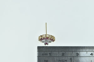 10K Heart Ruby Diamond Halo Single Stud Earring Yellow Gold